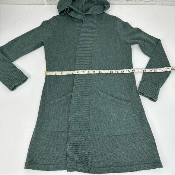 Tahari Women’s Green Luxury Open Cardigan Hooded Long Knit Sweater S/C34 - Picture 10 of 12
